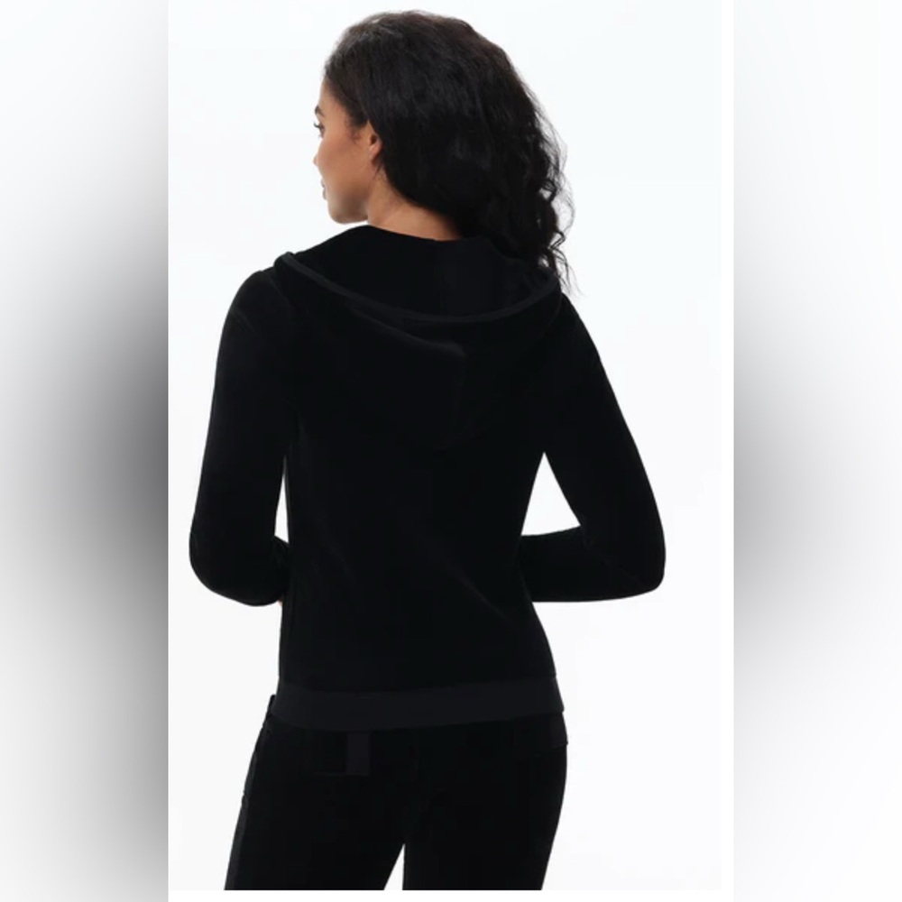 NWOT JUICY ROSES BLING COTTON VELOUR HOODIE in licorice size L - Picture 3 of 7